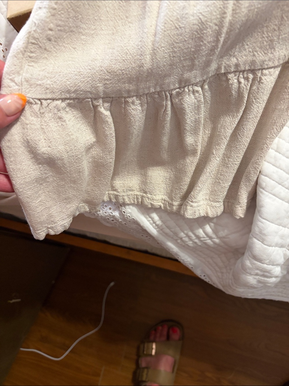 Umgee Natural Cream Drawstring Linen-Blend Pants - Picture 2 of 3